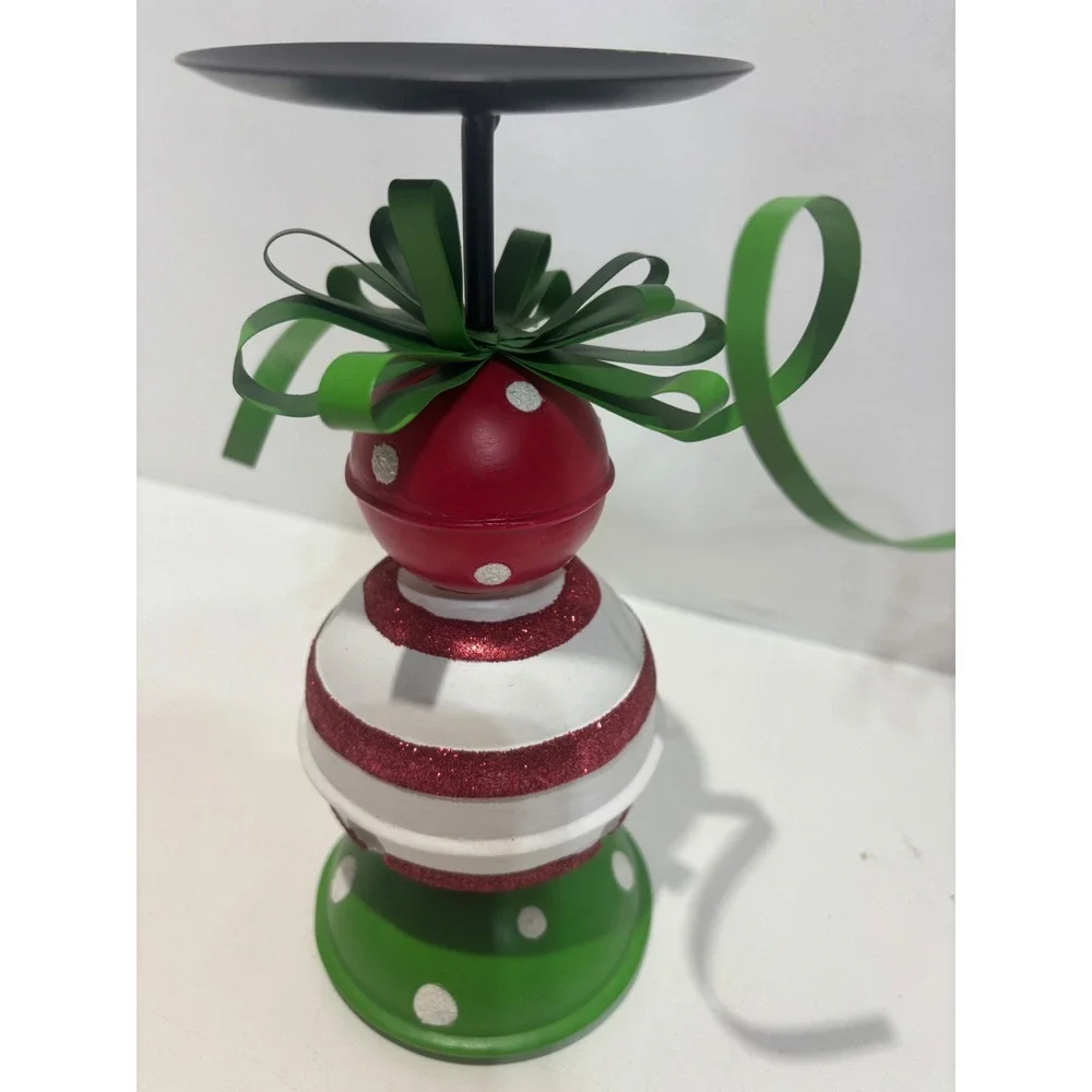Burton Burton Candle Holders OS Red Green Jingle Bell Metal Set of 2 Christmas